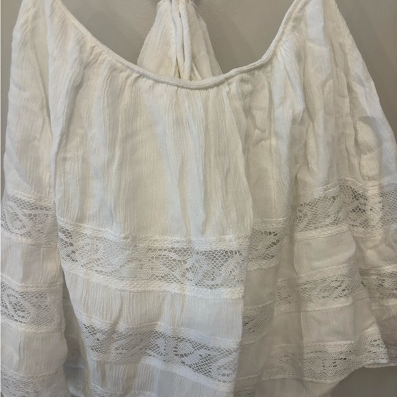 Free People white lace cropped flowy cami blouse size L - Picture 5 of 15